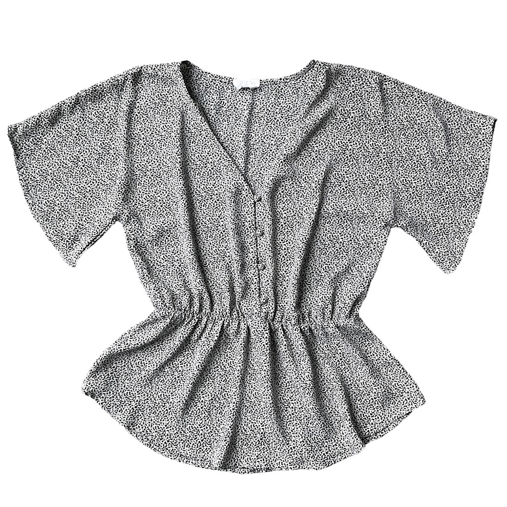 Sienna Sky Spotted Short Sleeve Peplum Blouse | Size: M